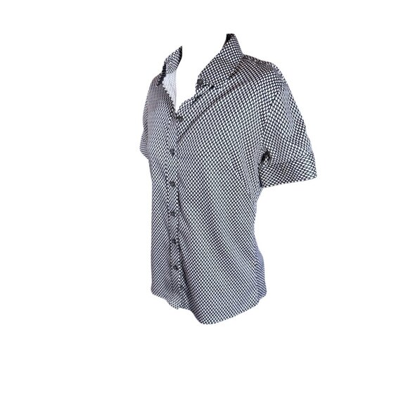 Banana Republic Womens Black & White Non-Iron Button-Up Blouse Size 2 - Picture 3 of 9